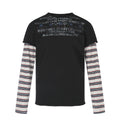 MADWITCH STRIPED-LAYERED LETTER-PRINT LONG-SLEEVE T-SHIRT #TC186