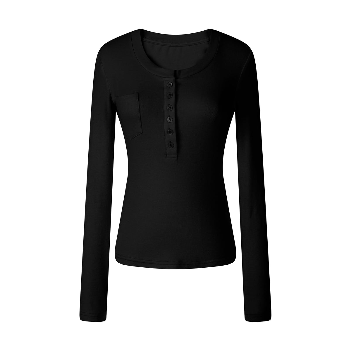 MADWITCH RIBBED POCKET HENLEY TEE #C2026372