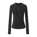 MADWITCH WASHED RUCHED CROPPED HENLEY #G2026125