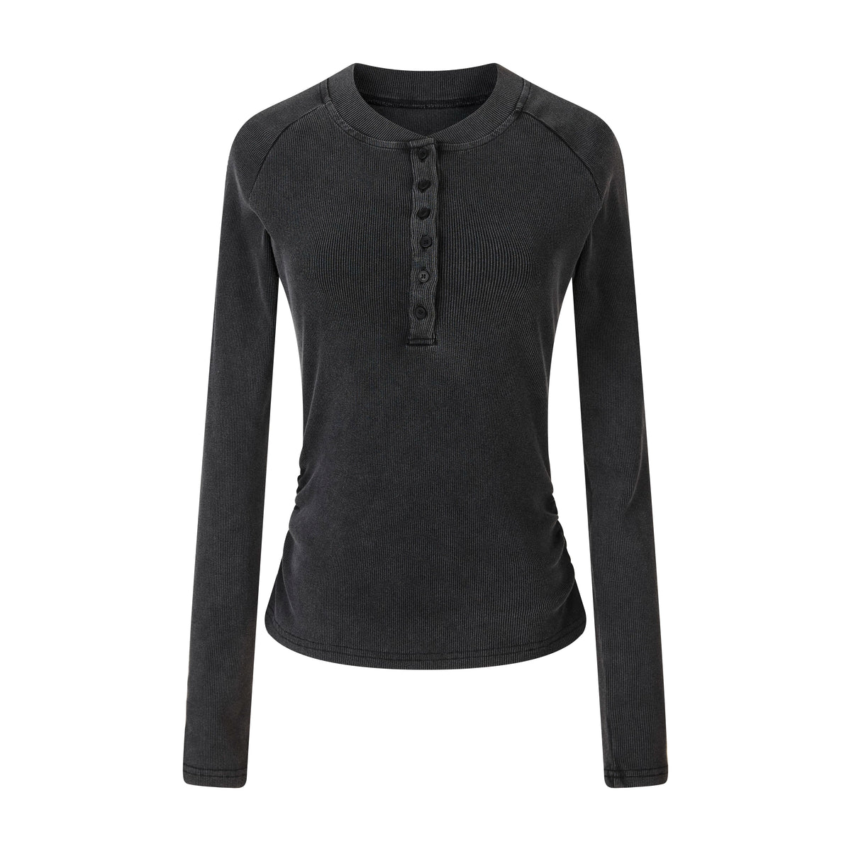 MADWITCH WASHED RUCHED CROPPED HENLEY #G2026125