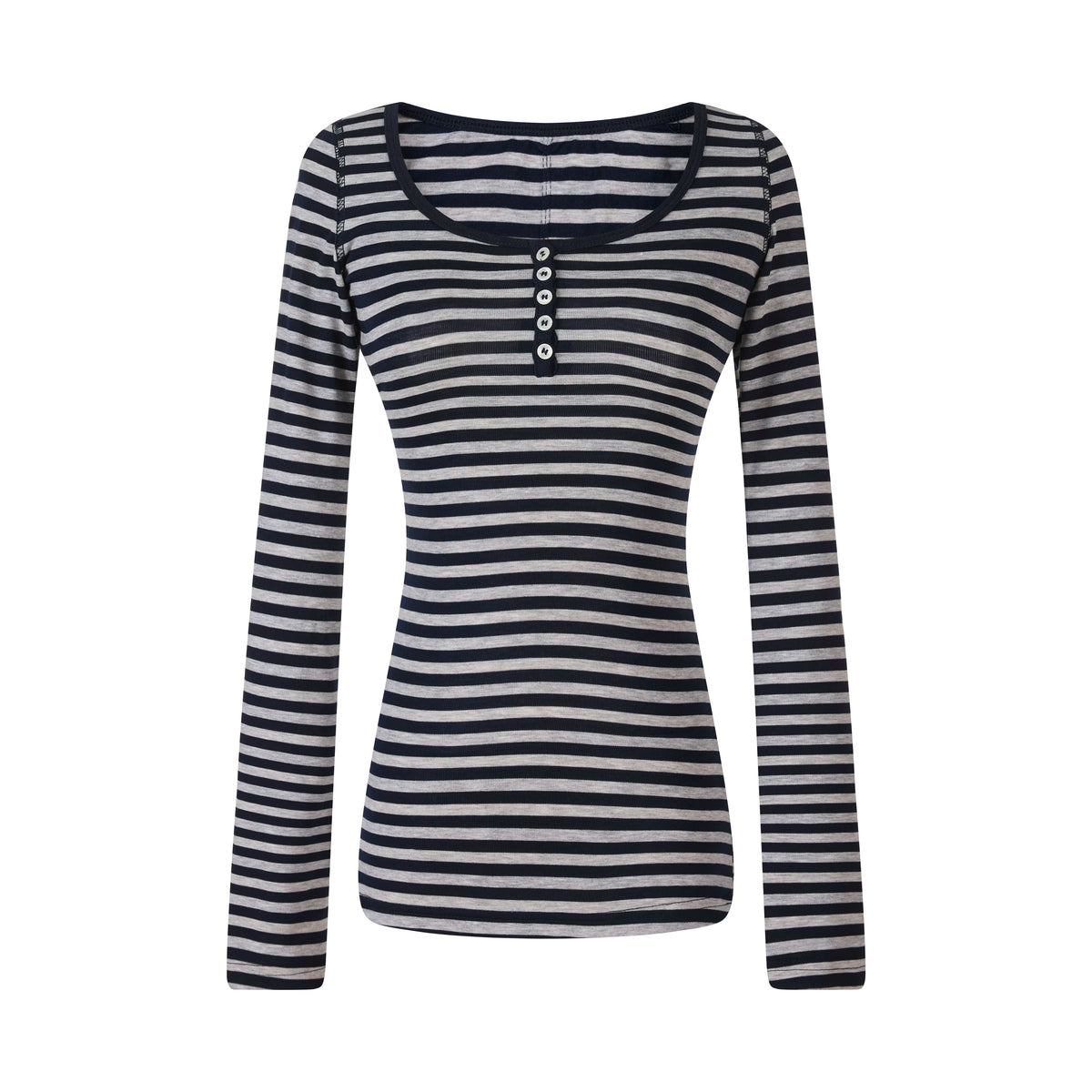 MADWITCH STRIPED LYOCELL HENLEY TEE #L2026530