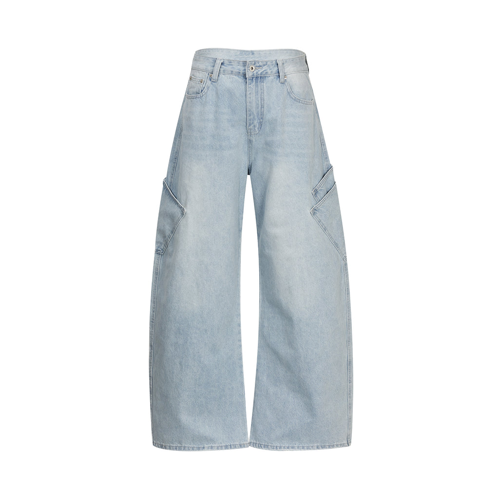 MADWITCH SIDE-POCKET LIGHT-WASH CURVED-LEG JEANS #K7388