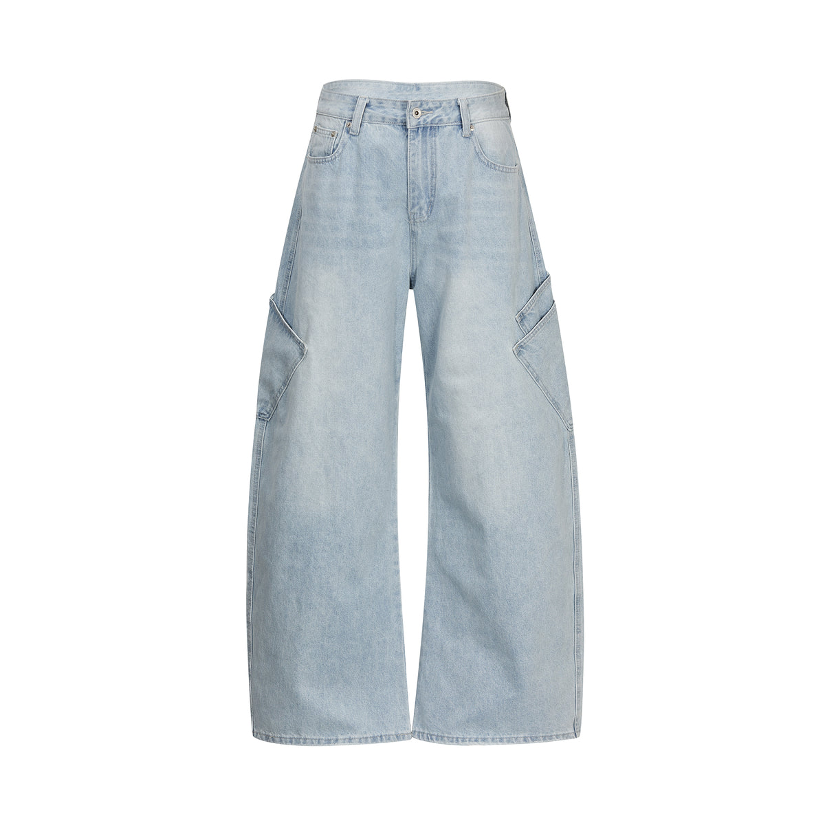 MADWITCH SIDE-POCKET LIGHT-WASH CURVED-LEG JEANS #K7388