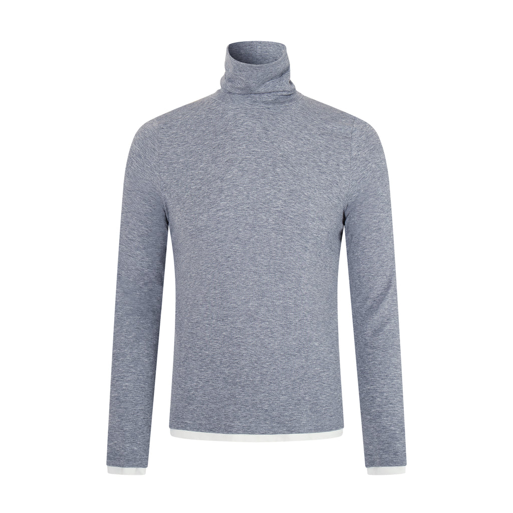 MADWITCH CONTRAST-LAYERED LYOCELL HIGH-NECK SLIM-FIT LONGSLEEVE TEE #AW26144