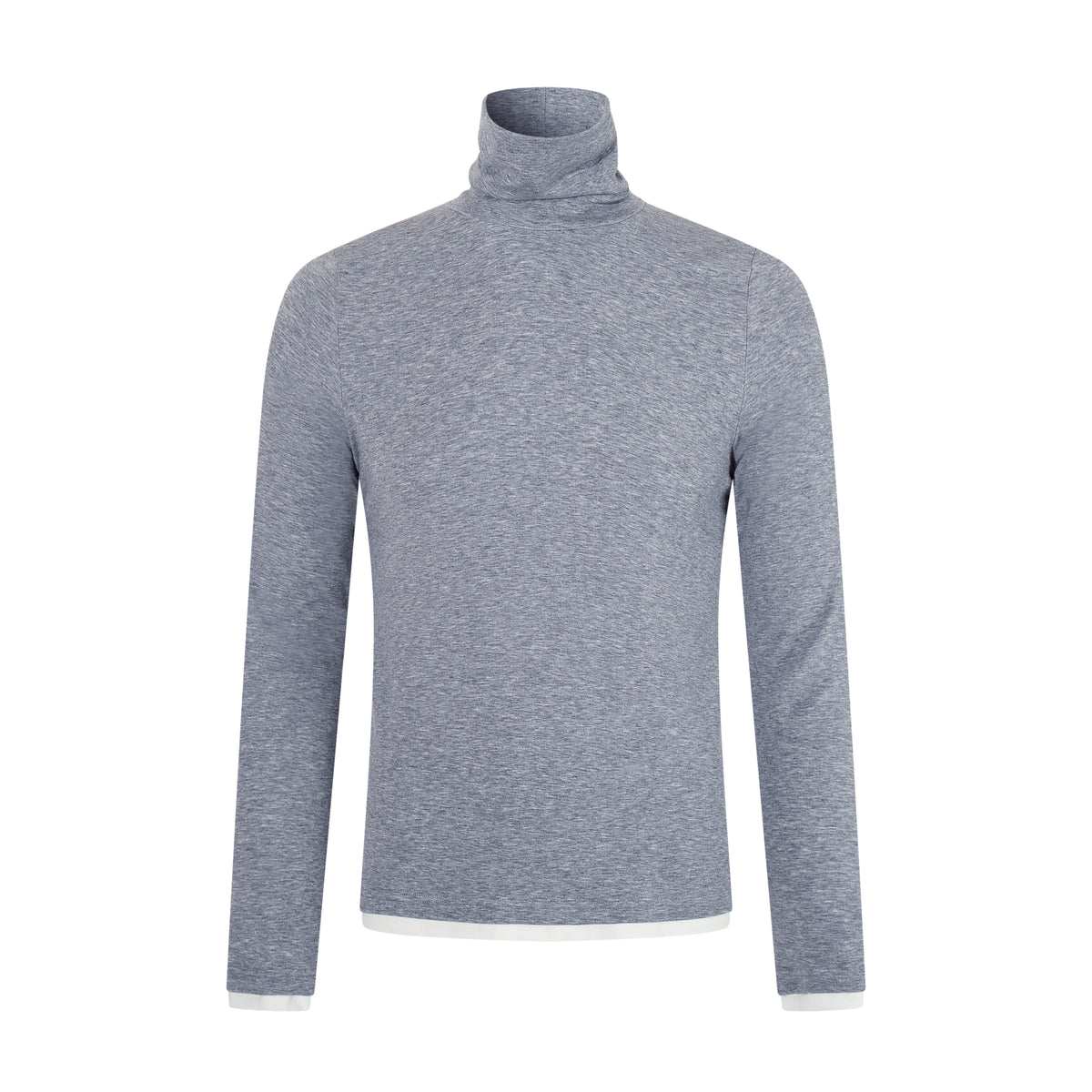 MADWITCH CONTRAST-LAYERED LYOCELL HIGH-NECK SLIM-FIT LONGSLEEVE TEE #AW26144