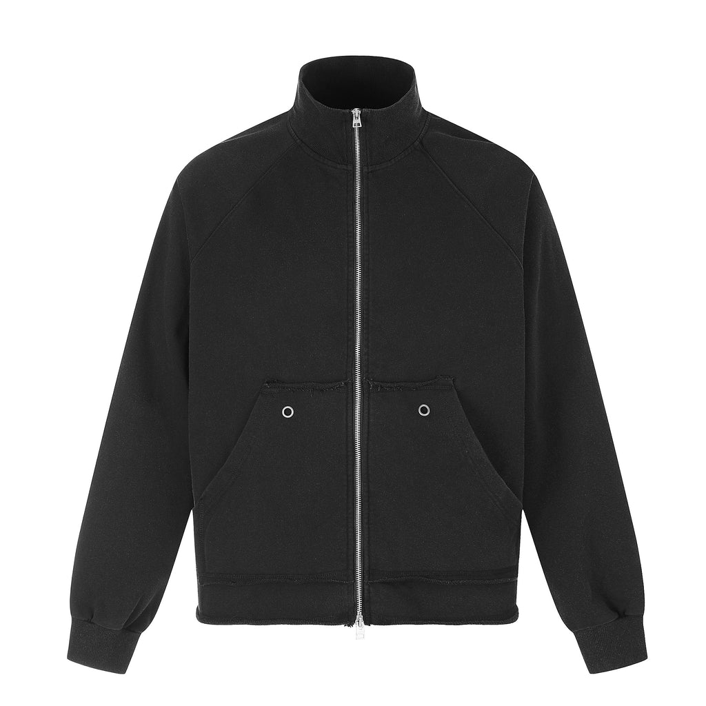 MADWITCH WASHED EYELET-POCKET ZIP SWEATSHIRT JACKET #CW1382