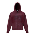 MADWITCH WASHED DISTRESSED PORTRAIT-GRAPHIC OVERSIZED ZIP HOODIE #27590