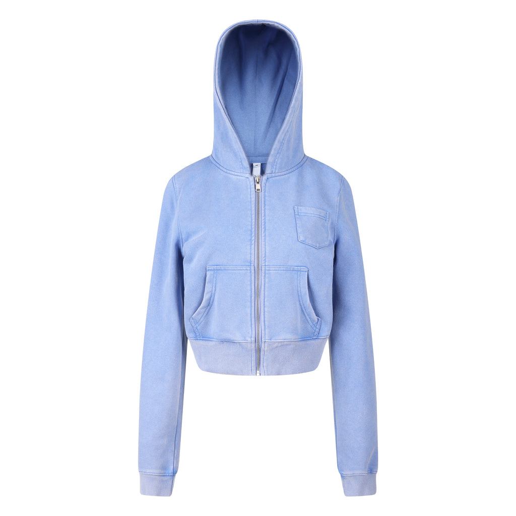 MADWITCH WASHED CROPPED ZIP HOODIE #2026712