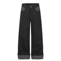 MADWITCH POLKA-DOT PATCHWORK CUFFED WIDE-LEG JEANS #G60087