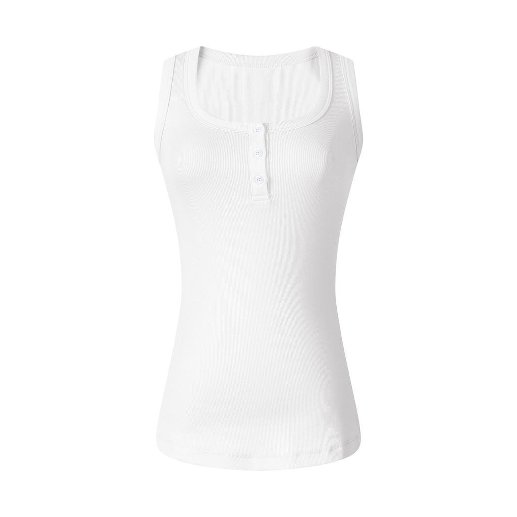 MADWITCH MINIMALIST U-NECK CROPPED RIBBED TANK TOP #C2026329