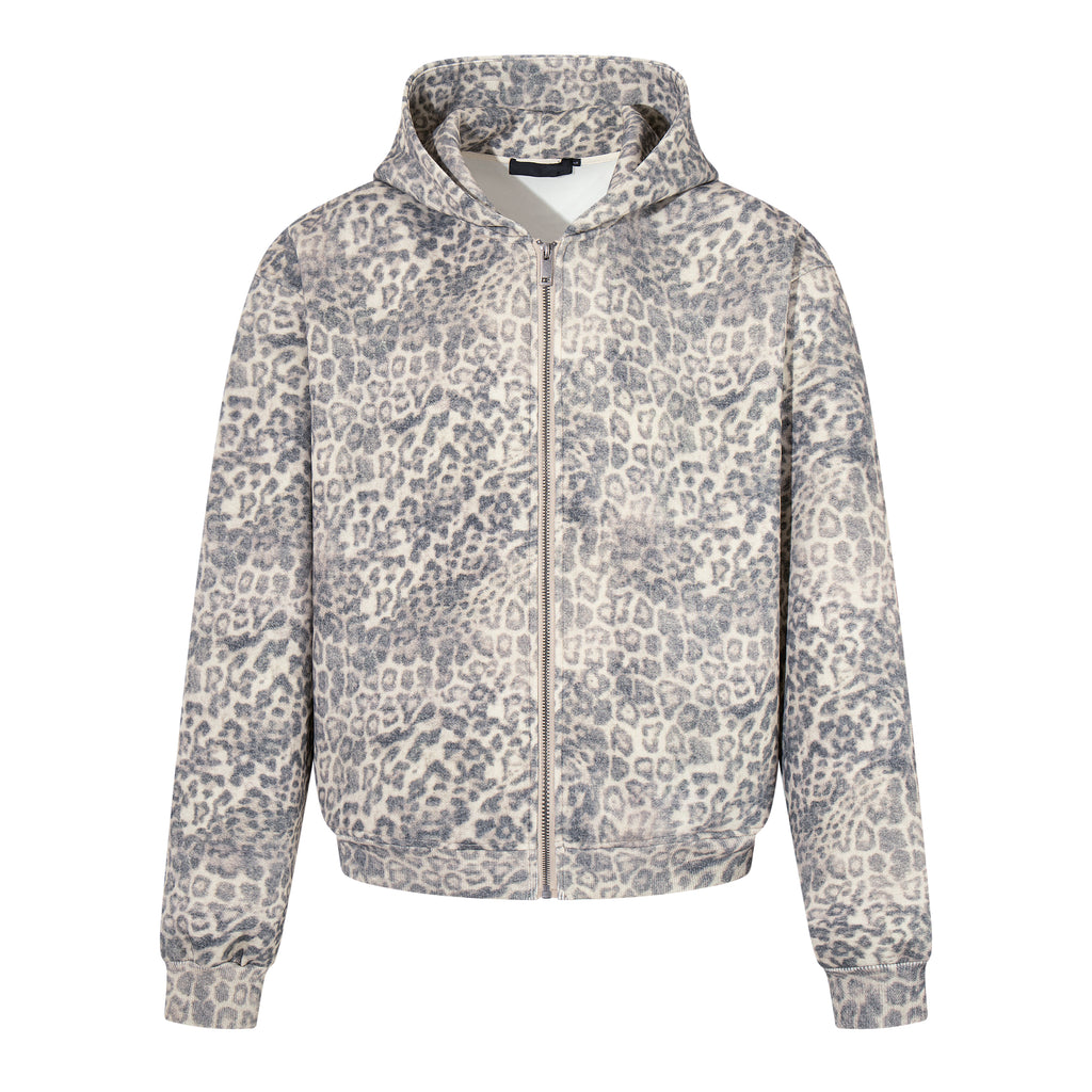 MADWITCH FADED LEOPARD-PRINT OVERSIZED ZIP HOODIE #AW26192
