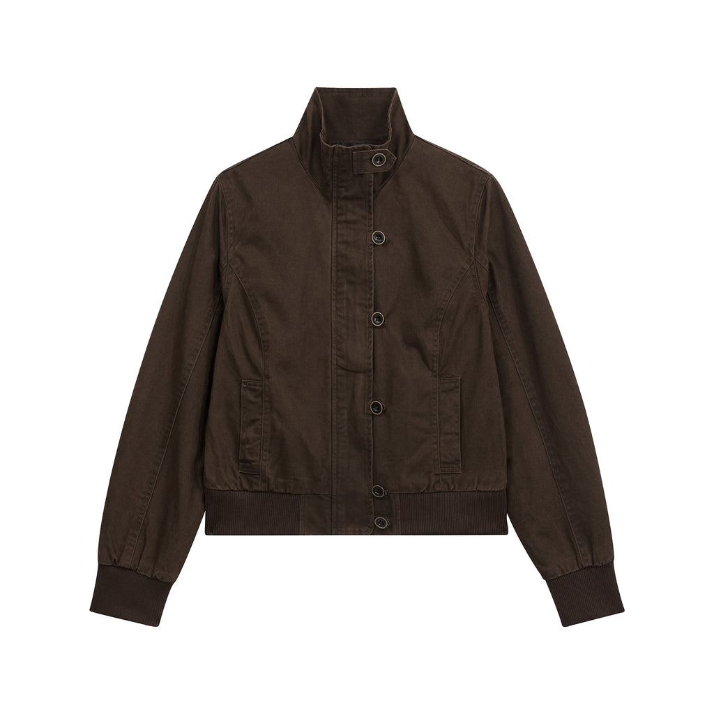 MADWITCH DRAWSTRING-BACK CROPPED STAND-COLLAR JACKET #N605