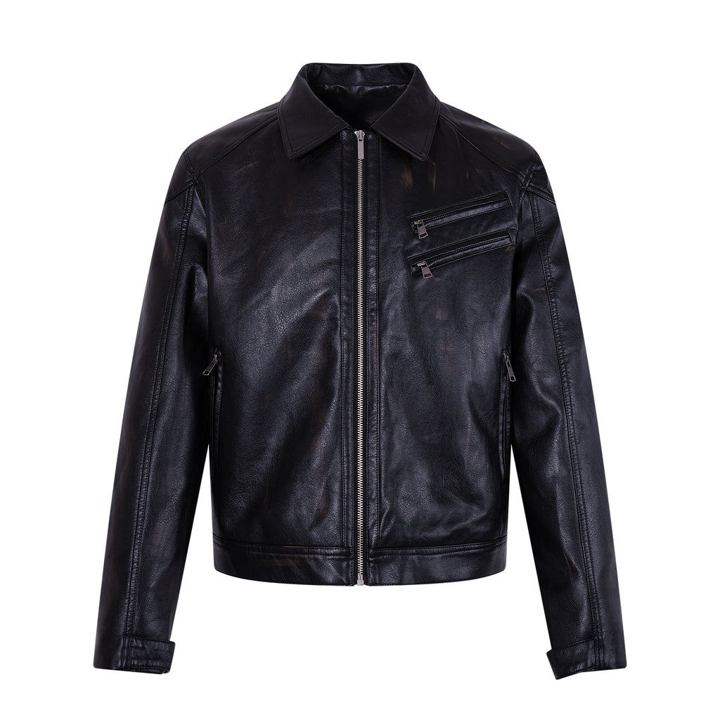 MADWITCH VINTAGE WASHED PU BIKER JACKET #AW26138