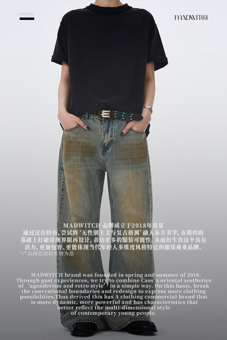 MADWITCH BAGGY FLOOR-LENGTH DENIM PANTS #FX053