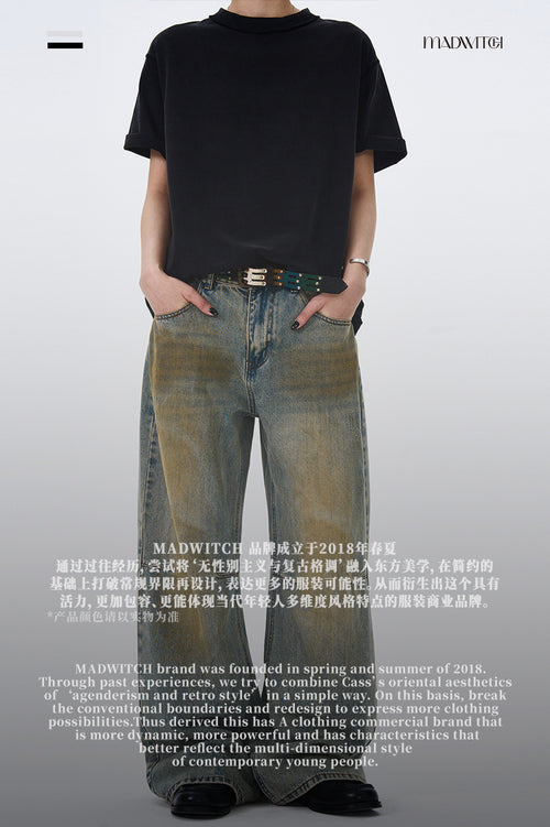 MADWITCH BAGGY FLOOR-LENGTH DENIM PANTS #FX053