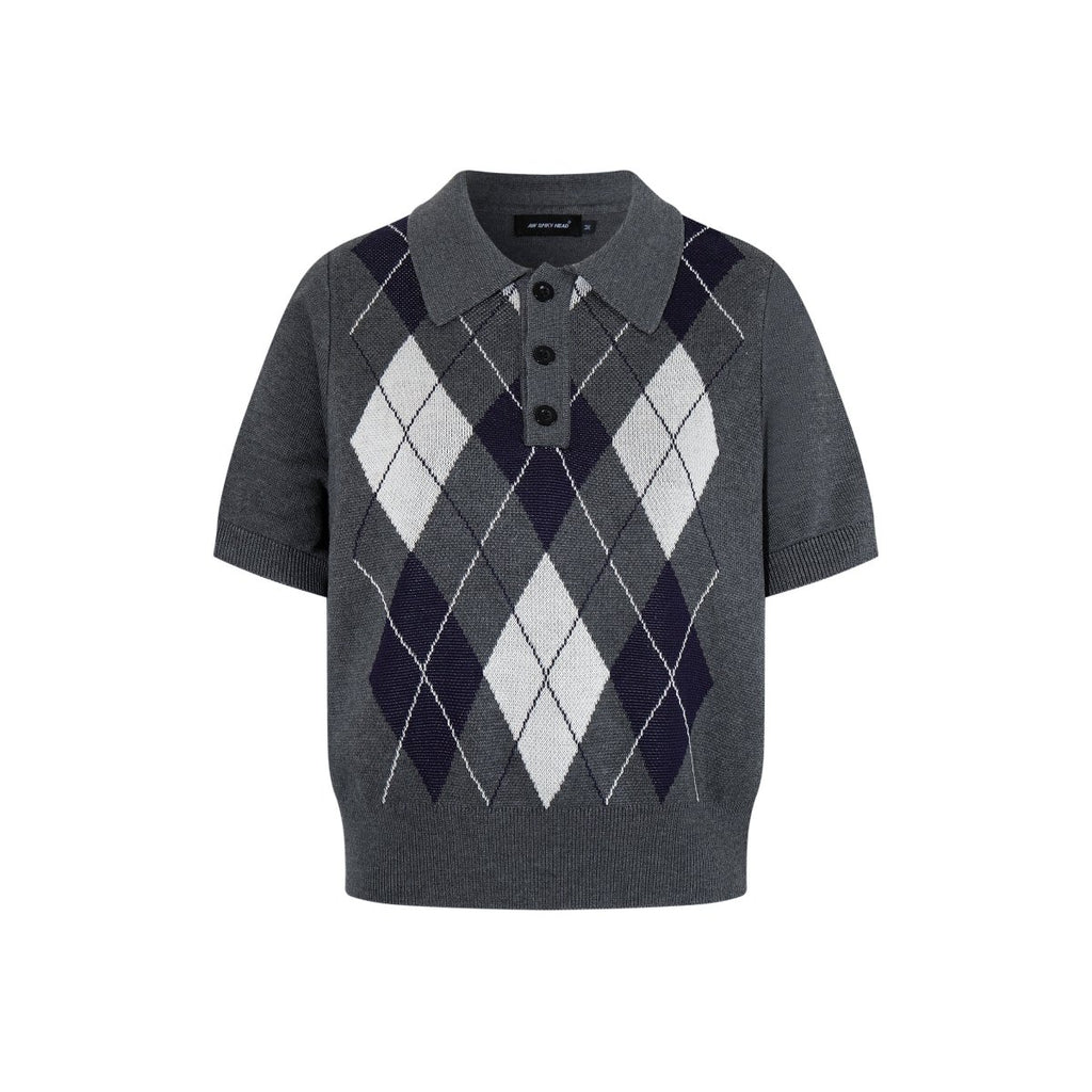 MADWITCH PREPPY DIAMOND KNIT POLO 26806 - MadWitch Store