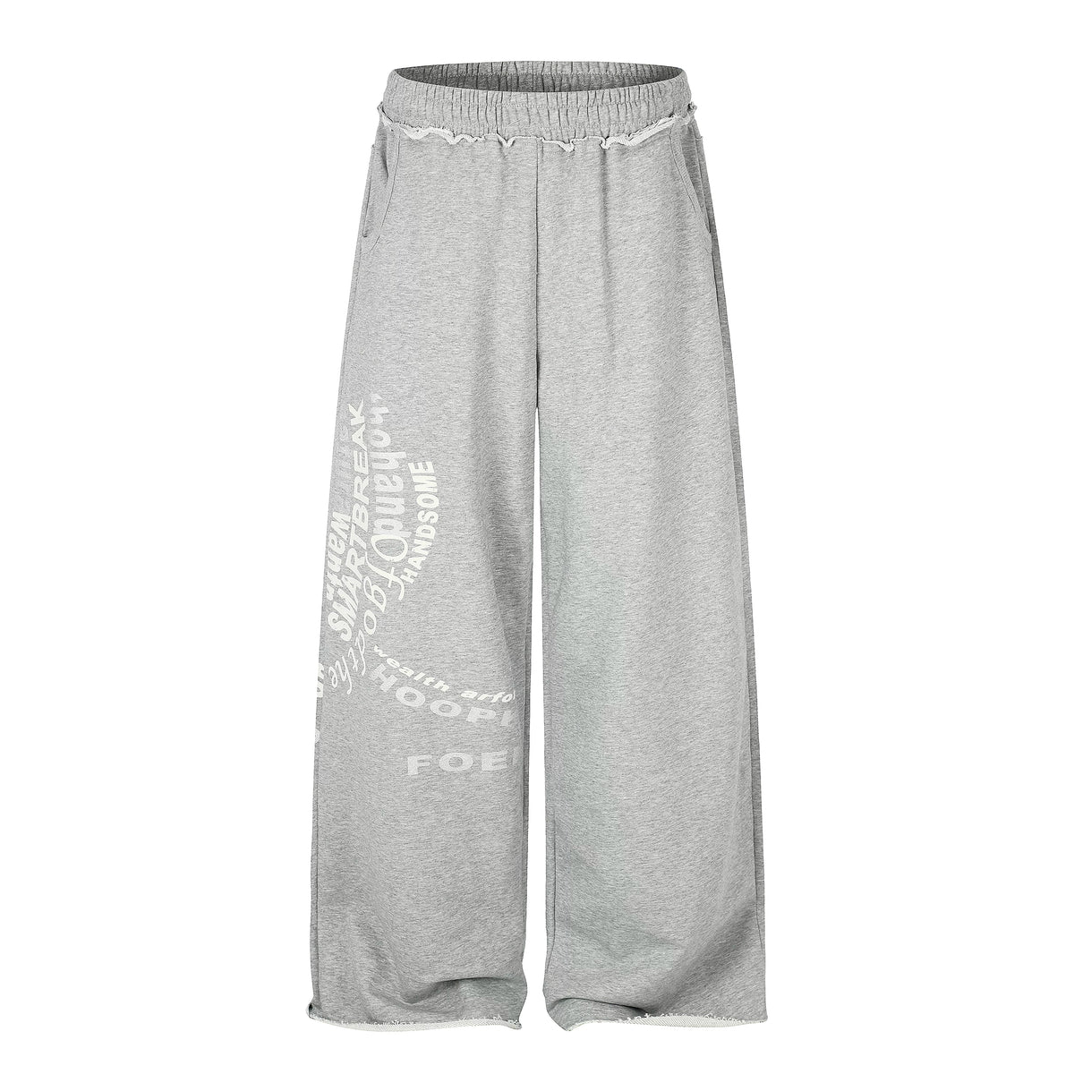 MADWITCH DISTRESSED GRAPHIC WIDE-LEG SWEATPANTS #C1035