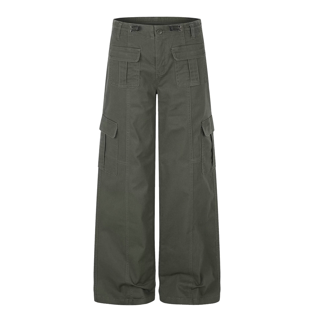 MADWITCH MULTI-POCKET DRAWSTRING WIDE-LEG CARGO PANTS #AN9528