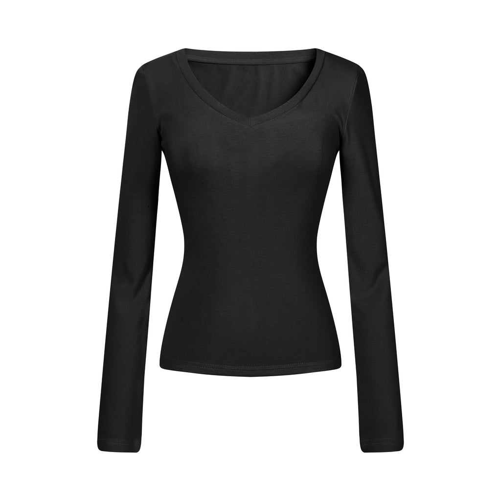 MADWITCH MINIMALIST U-NECK SLIM LONG-SLEEVE T-SHIRT #69766