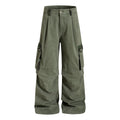 MADWITCH PLEATED CAMO-PATCHWORK WASHED CARGO PANTS #6851