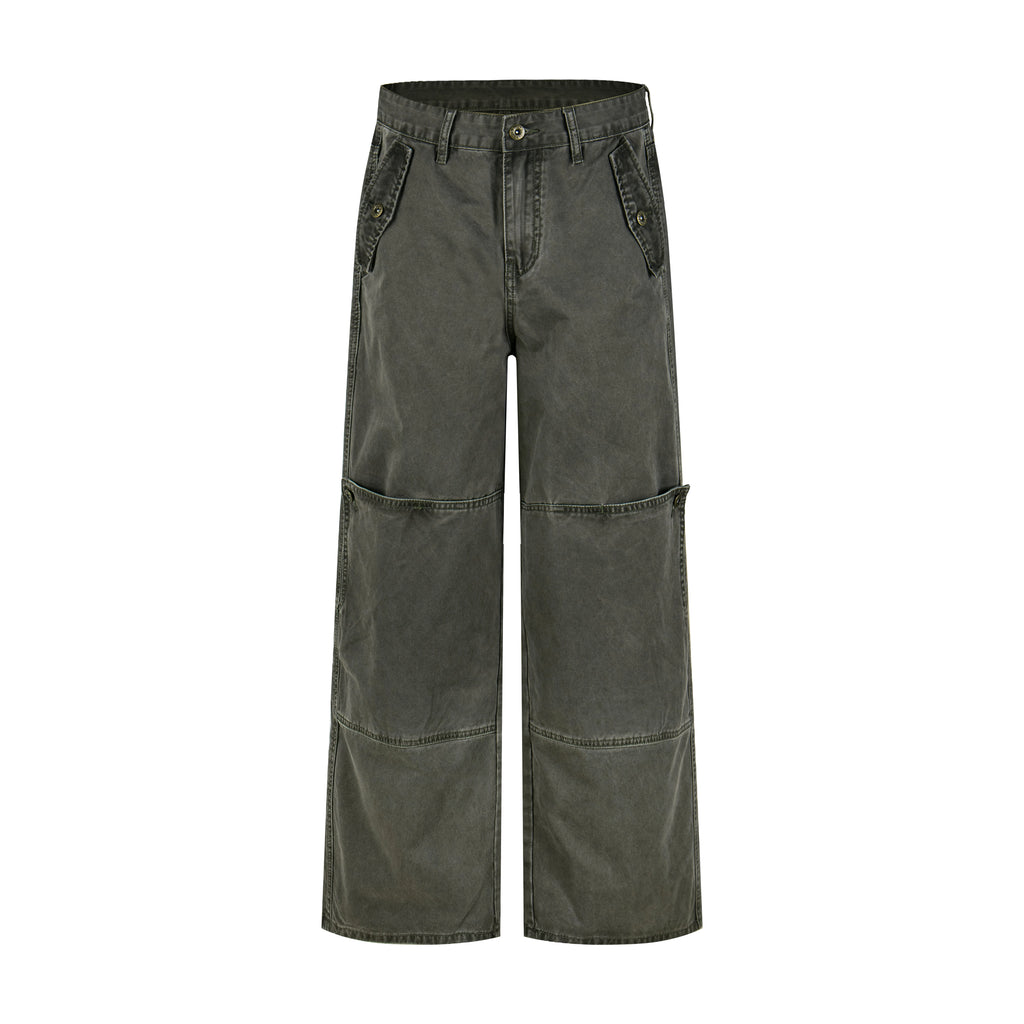 MADWITCH WASHED PANELED WIDE-LEG CARGO PANTS #DR9621