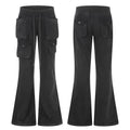 MADWITCH WASHED DISTRESSED MULTI-POCKET FLARE SWEATPANTS #CN61065