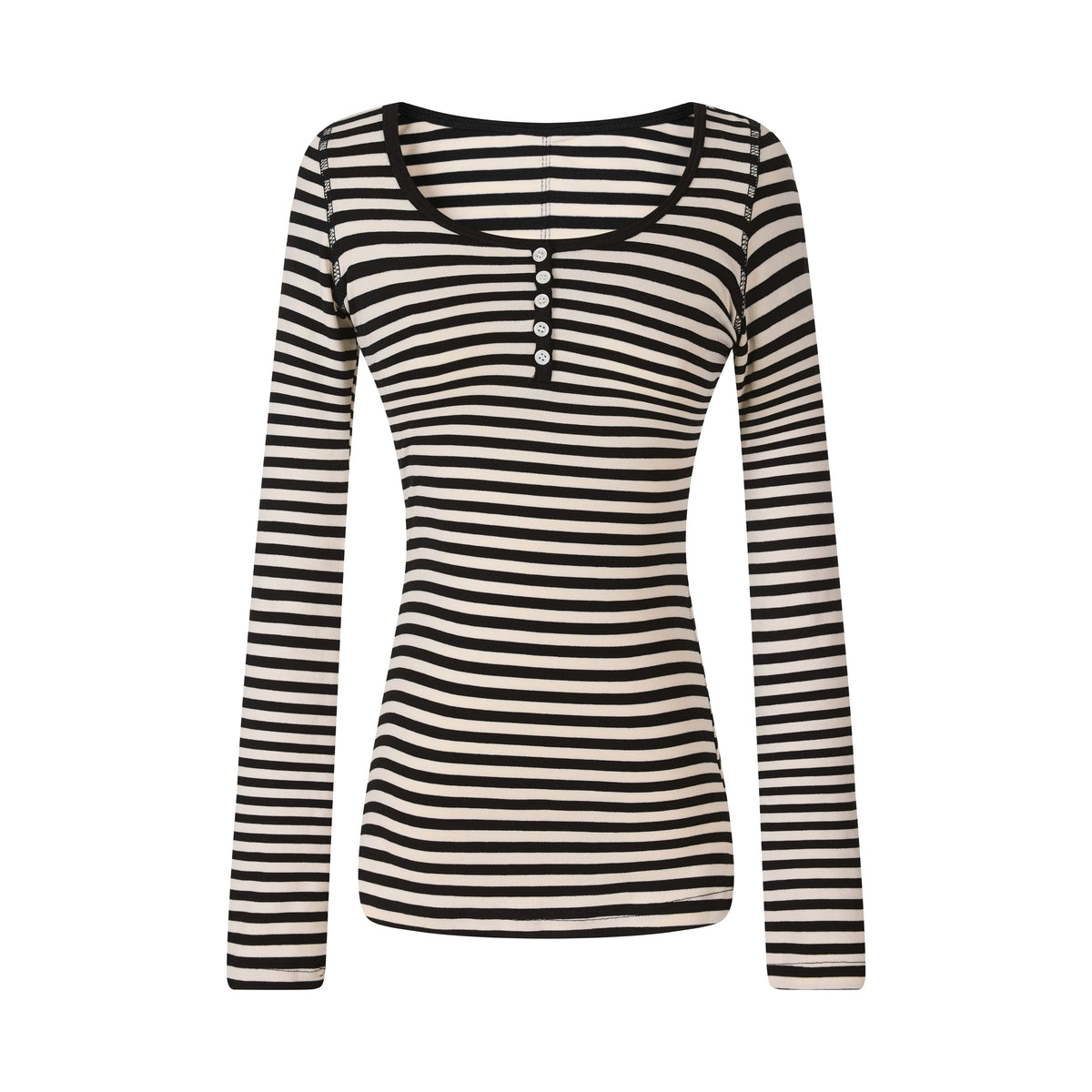 MADWITCH STRIPED LYOCELL HENLEY TEE #L2026530