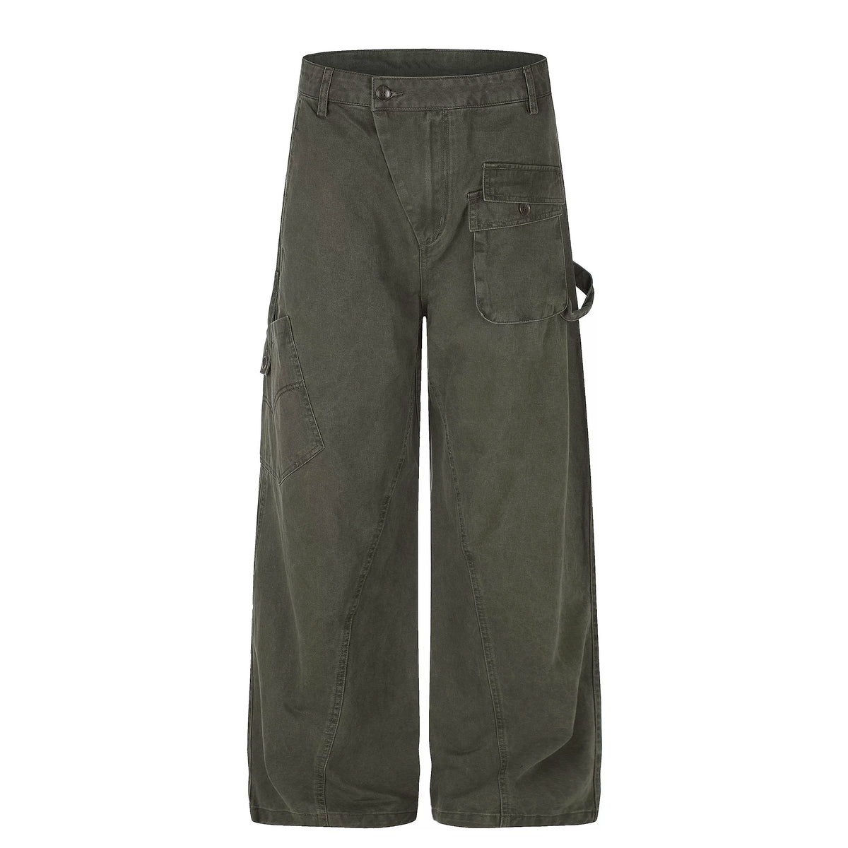 MADWITCH WASHED ASYMMETRIC CARGO TROUSERS #A641