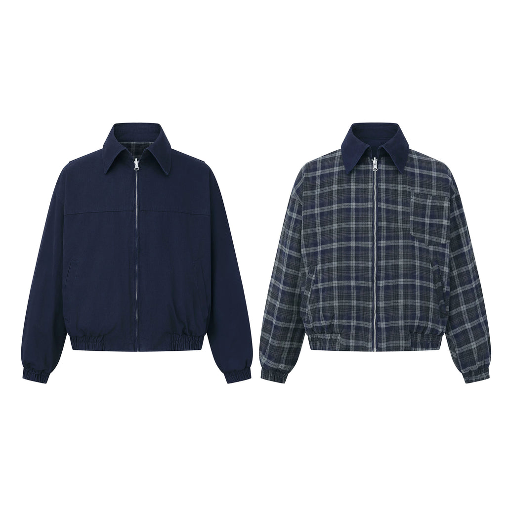 MADWITCH REVERSIBLE DECONSTRUCTED PLAID CROPPED JACKET #N2088