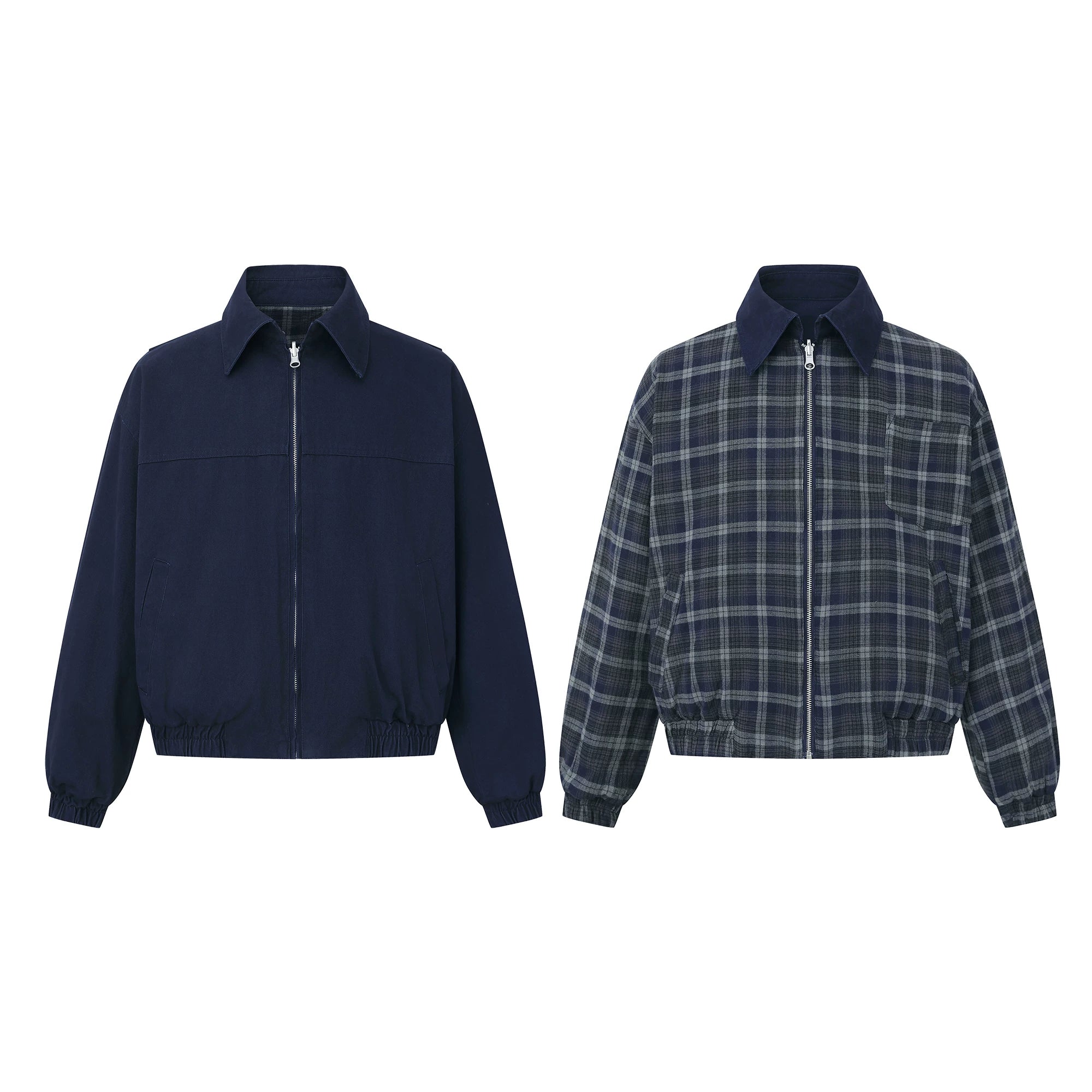 MADWITCH REVERSIBLE DECONSTRUCTED PLAID CROPPED JACKET #N2088