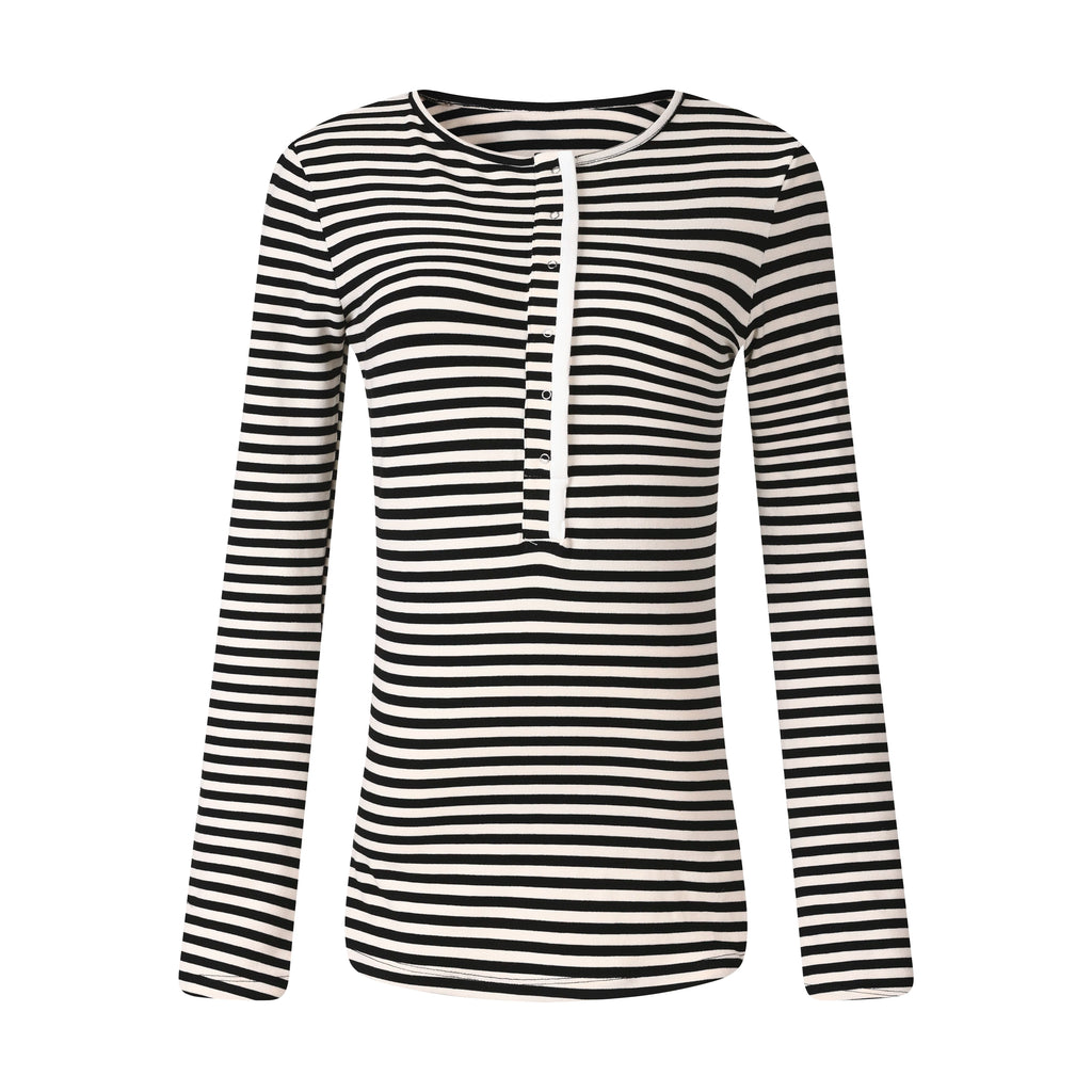 MADWITCH CONTRAST STRIPED HENLEY TEE #L2026288