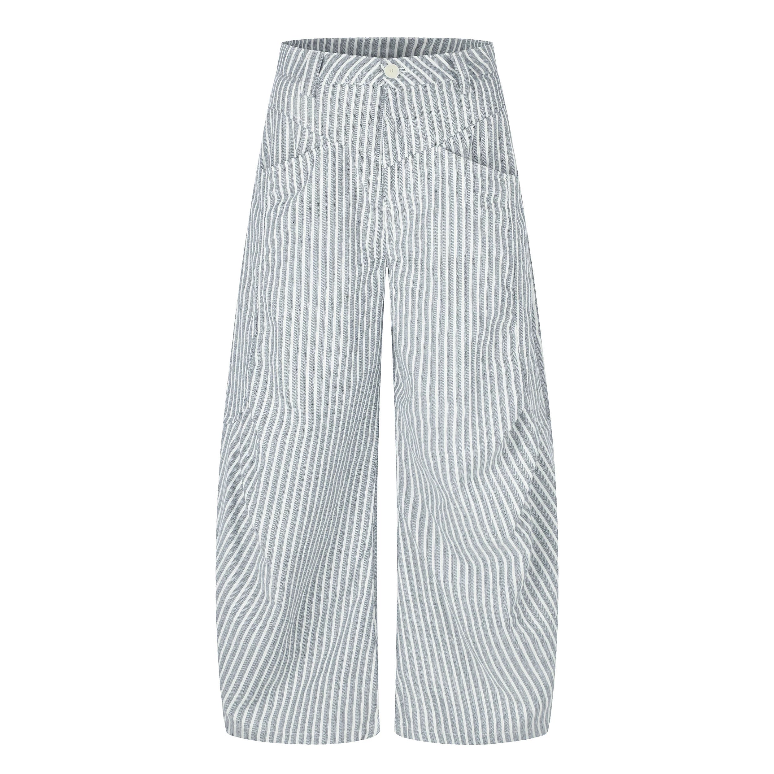 MADWITCH PLEATED STRIPED CURVED PANTS #CK61096