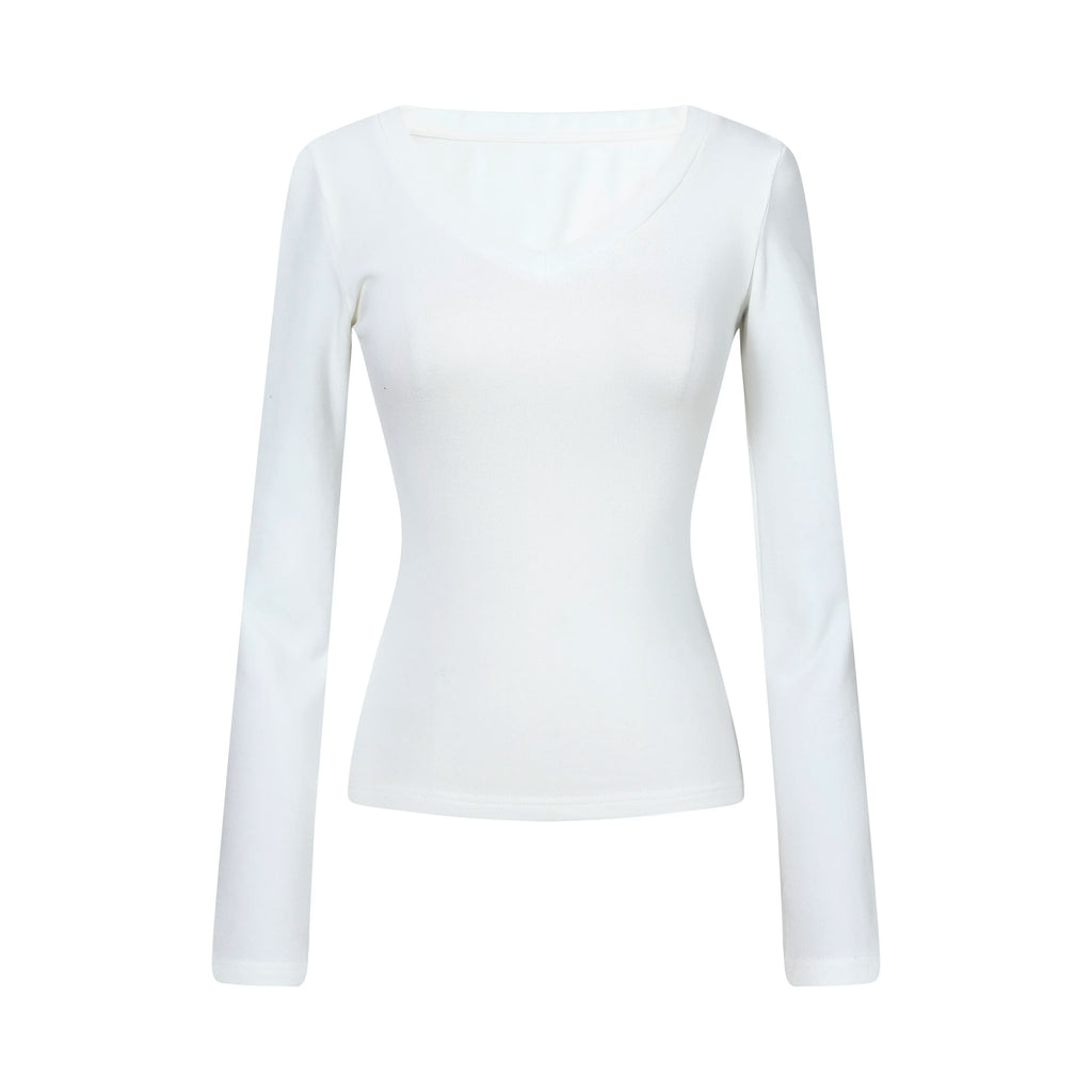 MADWITCH MINIMALIST U-NECK SLIM LONG-SLEEVE T-SHIRT #69766