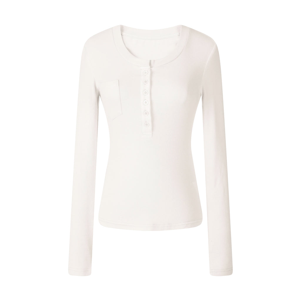 MADWITCH RIBBED POCKET HENLEY TEE #C2026372