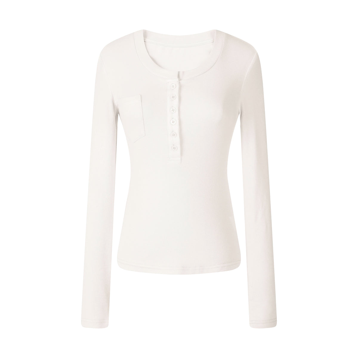 MADWITCH RIBBED POCKET HENLEY TEE #C2026372