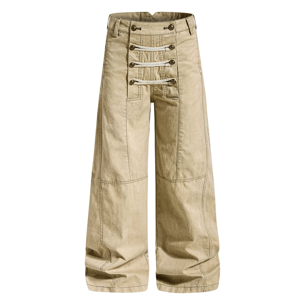 MADWITCH BRAIDED NAPOLEON WIDE-LEG PANTS #Y6790